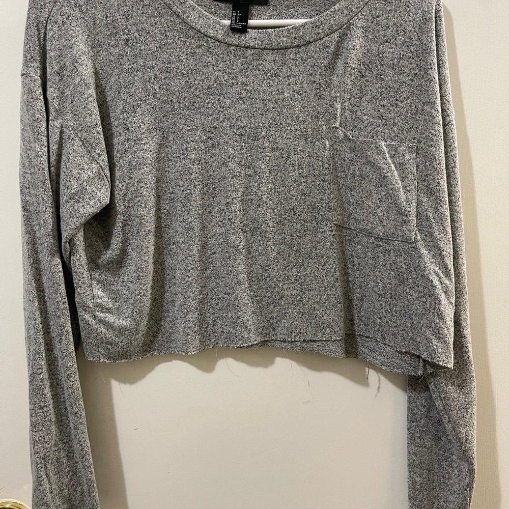 Forever 21 Gray Cropped Long Sleeve